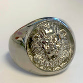 Wholesale SILVER KING LION FACE METAL BIKER RING (sold by the piece)
